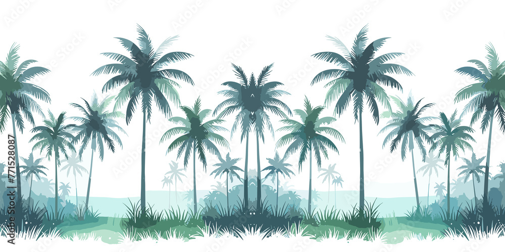 Seamless pattern with palm trees on the beach, tropical summer backdrop, Vector illustration, generative ai Seamless pattern with palm trees on the beach, tropical summer backdrop, Vector illustration, generative ai