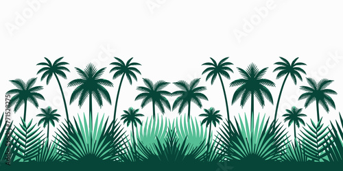 Tropical palm tree background, tropical summer garden backdrop design, Vector illustration, generative ai