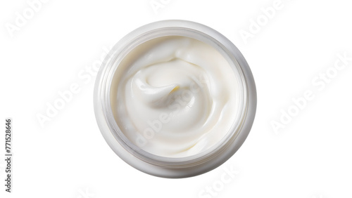 White Body Cream Skincare, top view, Isolated on White Background