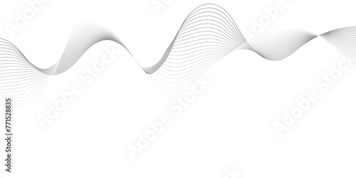 White wave curve lines banner background design. Abstract soft wave lines dynamic flowing gray light isolated background. Vector Illustration of the gray pattern of lines. Black stripes on white.