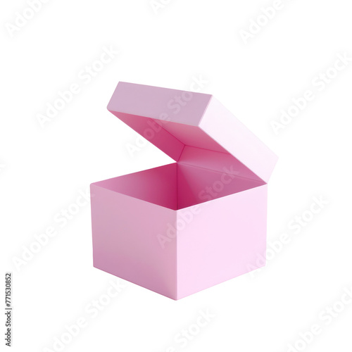 Gift box, open pink box for your gift cards, isolated on a white or transparent background