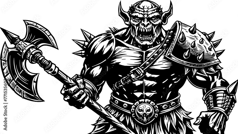 Fototapeta premium warrior holding a large axe