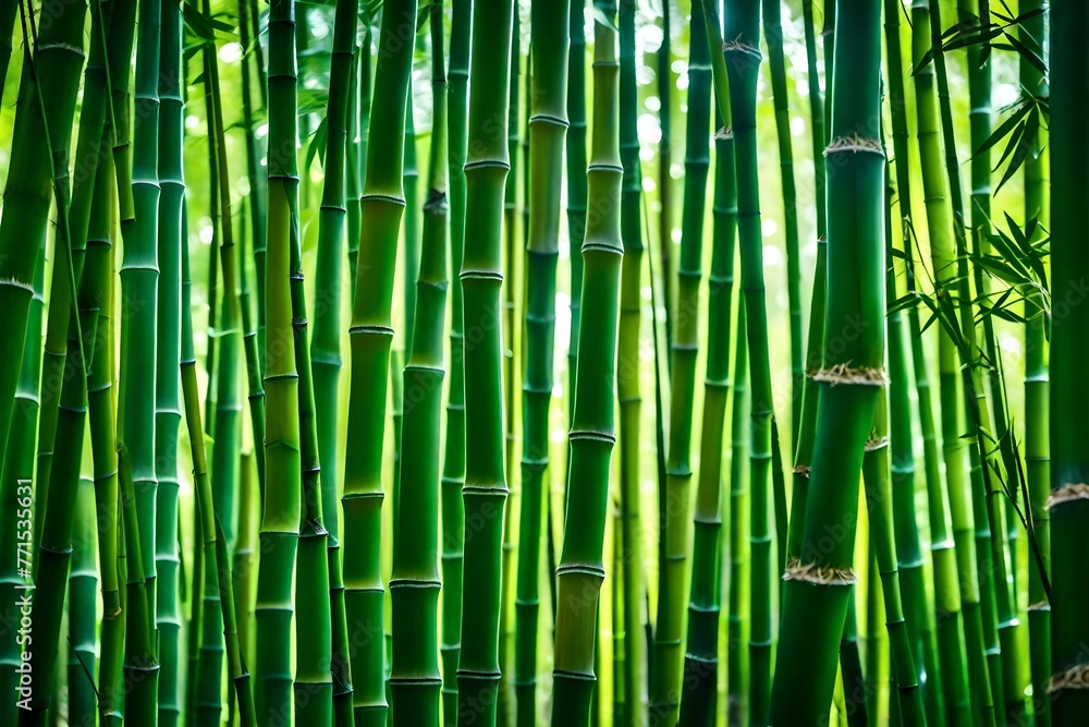 Obraz premium An up close view of a vibrant, verdant bamboo grove