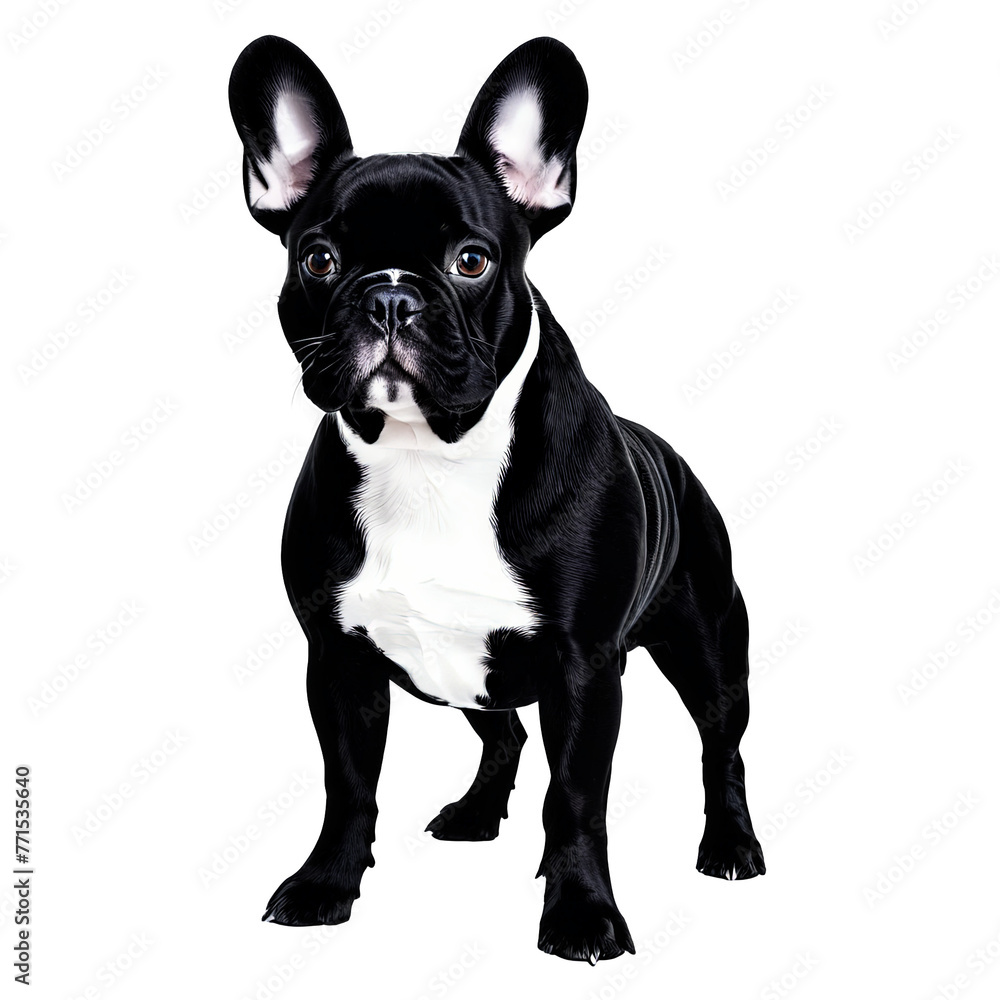 Silhouette of French BullDog isolated on transparent background