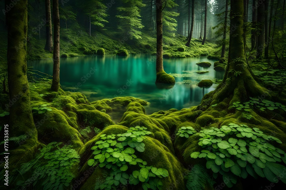 The forest gradually turns green in the spring, bringing with it a wealth of variation when nature resurrects. The serene splendor of the lake inside the forest adds a new level of beauty to nature The forest gradually turns green in the spring, bringing with it a wealth of variation when nature resurrects. The serene splendor of the lake inside the forest adds a new level of beauty to nature