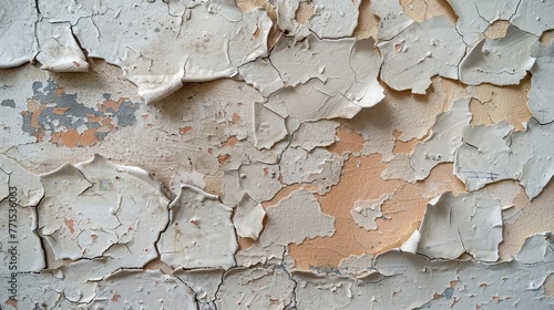 A close view of a peeling wall paint in a second-hand home representing decay and neglect photo