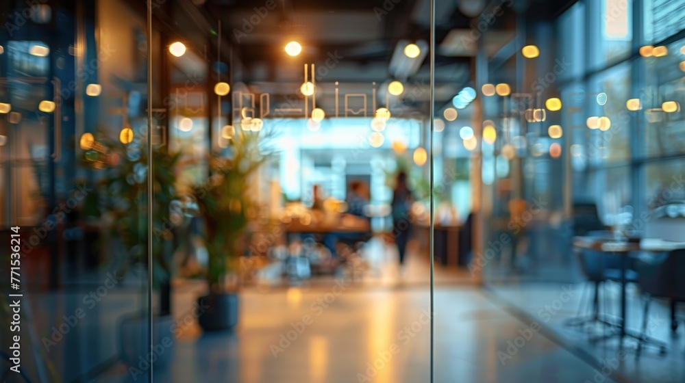custom made wallpaper toronto digitalBlurred effect of office with people working behind glass wall