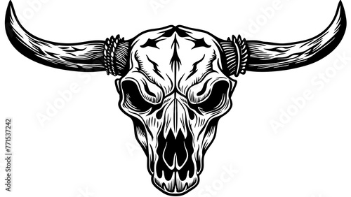 bull skull burn and svg file