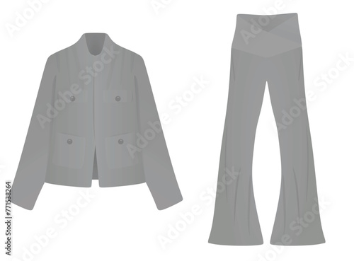 Grey woman suit and trousers. vector illustration