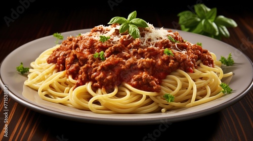 Traditionnel Spaghetti Bolognaise avec c  leri et basilic