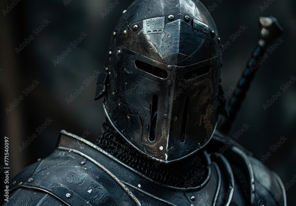 armored knight, dark tones, close-up, shiny armor armored knight, dark tones, close-up, shiny armor