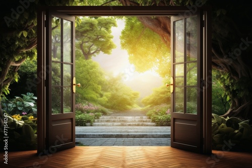 An open door showing the path to a new land with new opportunities.