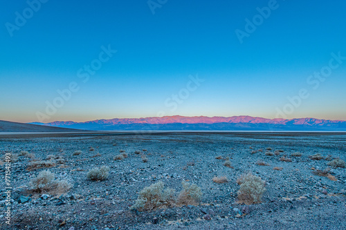 Dawn at Badwater Basin in Death Valley, the lowest point in US at 86 meter below sea level. Death Valley National Park, CA is the hottest place on earth with a temperature of 56,7 °C recorded in 1913.