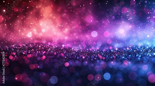 Abstract background with purple, pink and red lights. sparkling the background blurs into soft bokeh. There is a soft, light passing through.