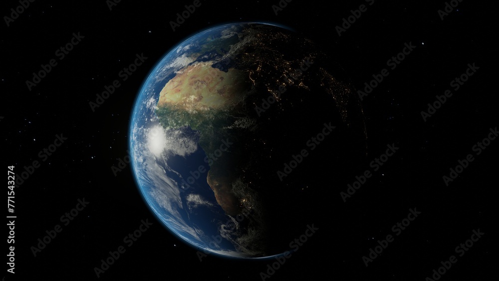 Obraz premium 3D Illustration of planet earth floating in space beautiful scene