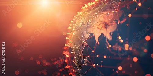 Global Network: Interconnected Dots Symbolizing Worldwide Collaboration and Communication. Concept Global Collaboration, Worldwide Communication, Interconnected Dots, Network Symbolism