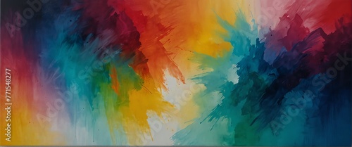 Colorful gradient theme abstract hand drawn acrylic paint painting on canvas with large brush strokes art from Generative AI photo
