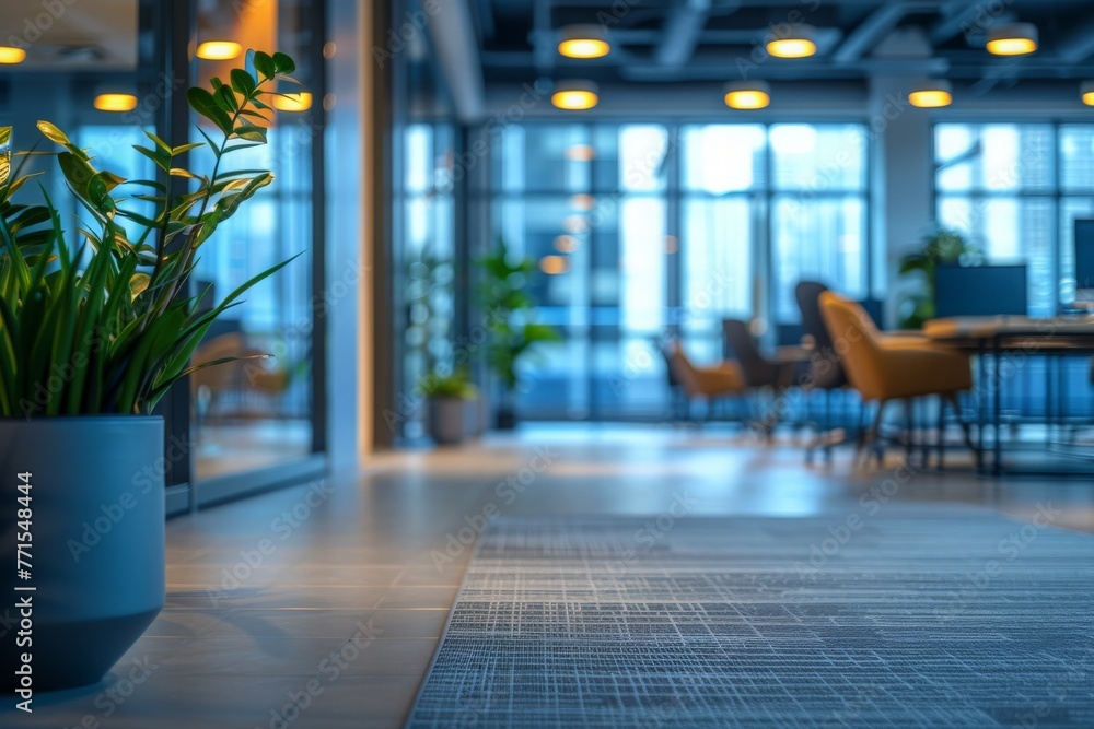Blurred background of empty modern office space Blurred background of empty modern office space