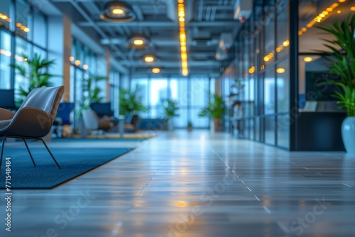 Blurred background of empty modern office space