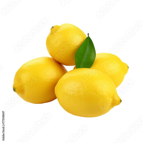 lemon and leaves isolated on white background 