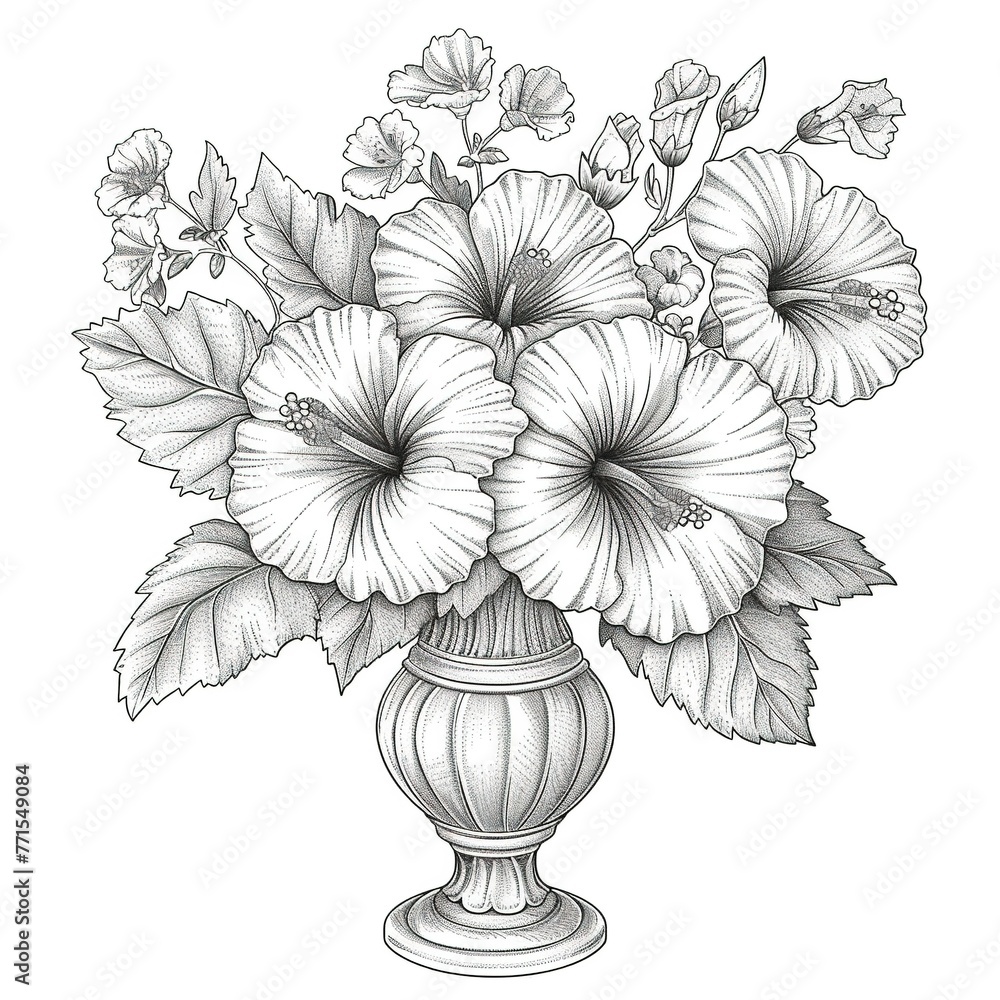 Fototapeta premium Coloring page hand drawn flowers