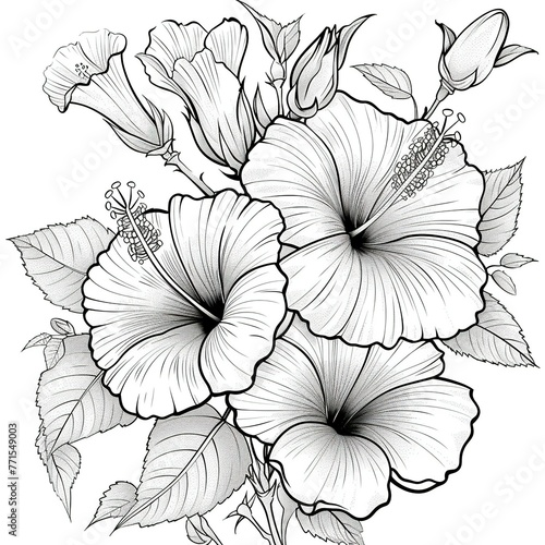 coloring page, floral background
