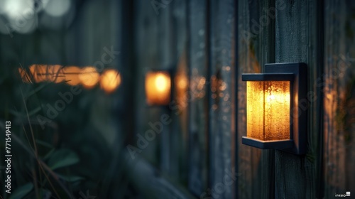 Fence lights at night on smooth surfaces,