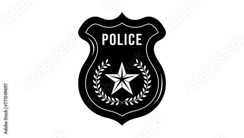 Police badge , black isolated silhouette