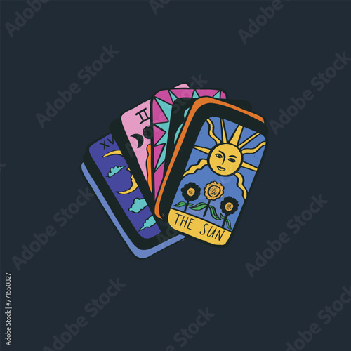Tarot deck fortune telling vector colorful icon, illustration. Magic witchcraft design