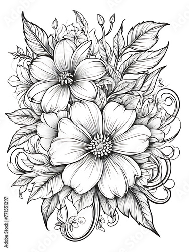 Floral Corner Border hand drawing and sketch smoothly outline shape coloring page ai generated