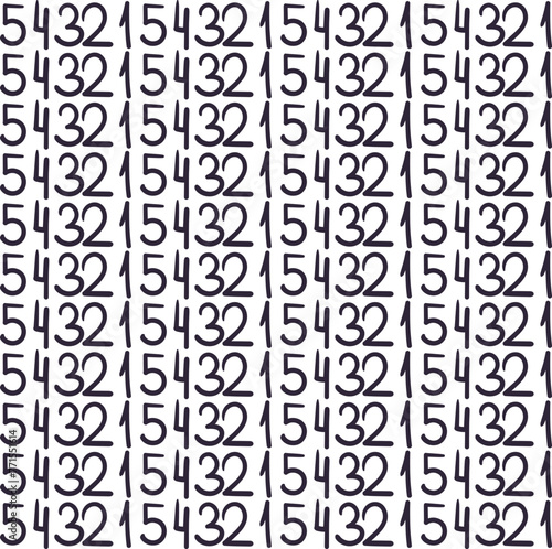 Texture in the form of repeating numbers in descending order from five to one.