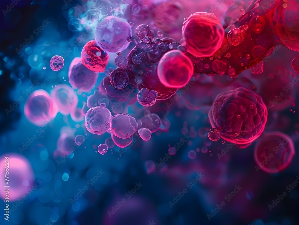 Vibrant Microscopic Viral Particles Amidst a Colorful Scientific Backdrop Vibrant Microscopic Viral Particles Amidst a Colorful Scientific Backdrop