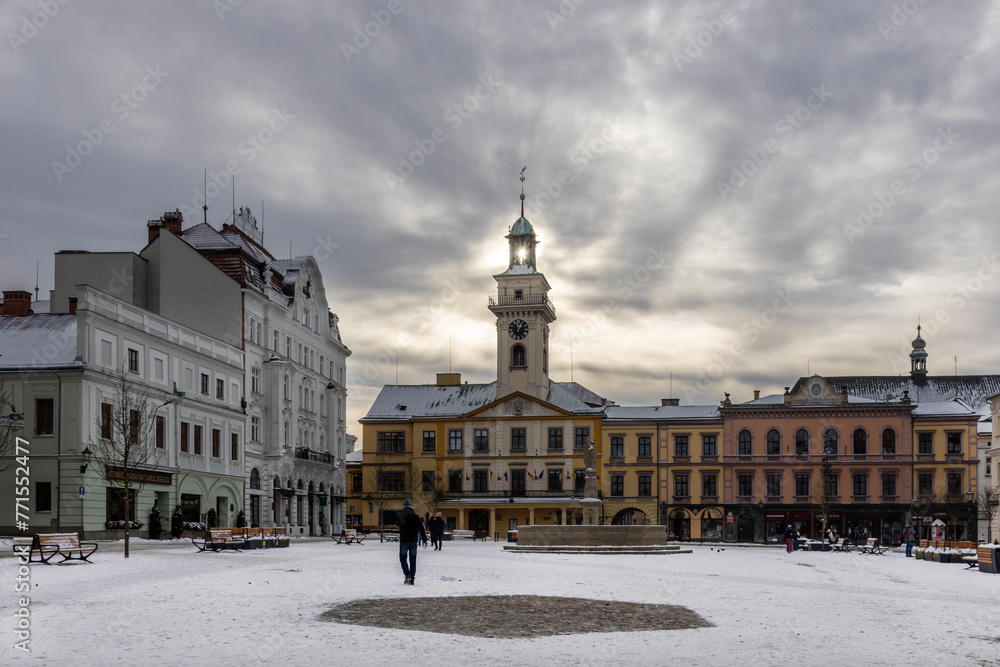 Cieszyn Market Square on a winter day