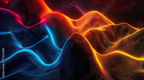 Spectral Serenity: Abstract Waves Flowing in Red, Orange, and Blue