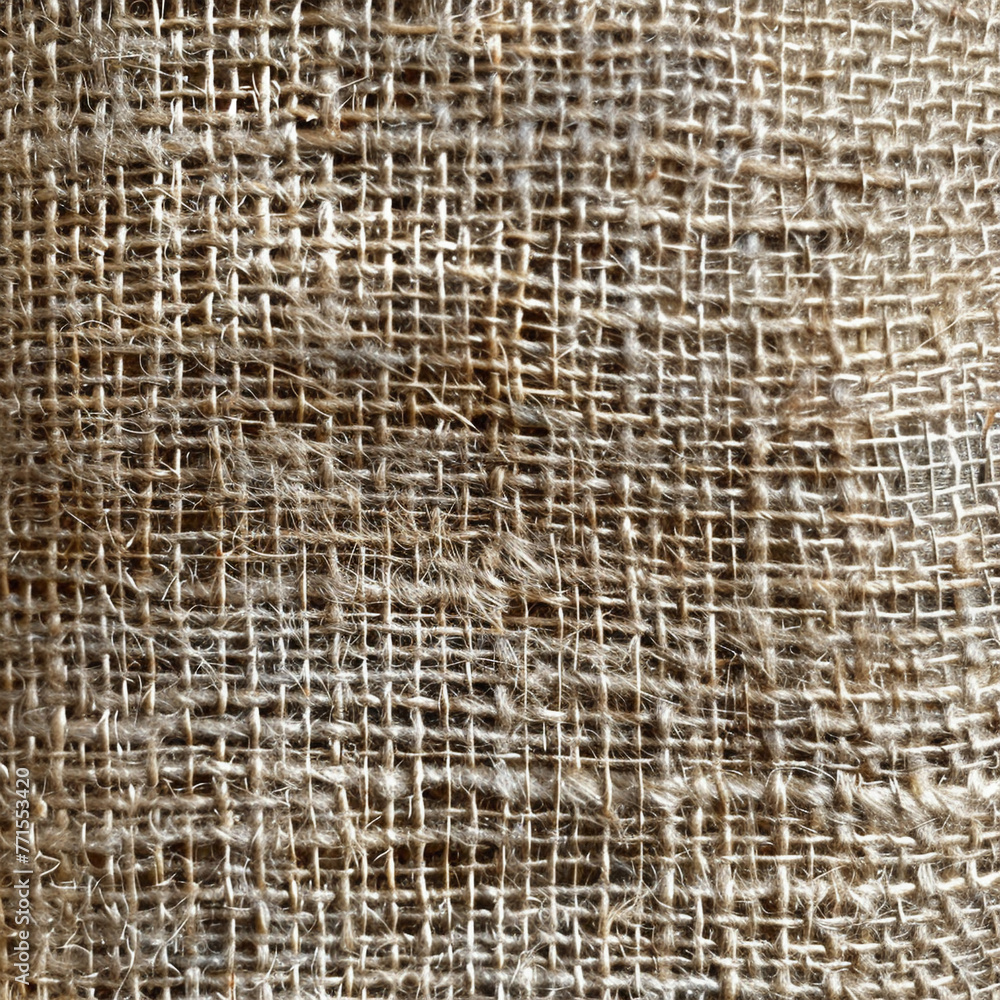 Close-up of hessian fabric focusing on its coarse Close-up of hessian fabric focusing on its coarse