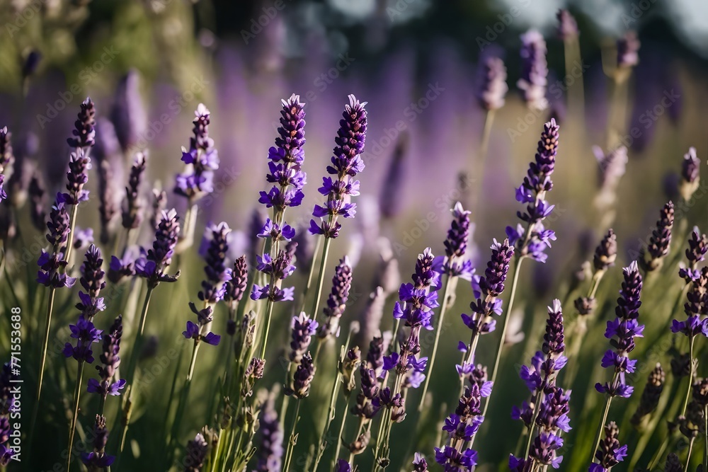 Spanish lavender flowers in a garden with a gentle backdrop blur. Spanish lavender flowers in a garden with a gentle backdrop blur.