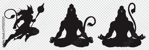 Hanuman, Silhouette, Jay Shri Ram, Lord Hanuman for, happy Hanuman Jayanti,black, vector Hanuman Silhouette. of Hindu god Hanuman playing Shell, Very Powerful Lord Hanuman Indian Festival, Ram Navami.