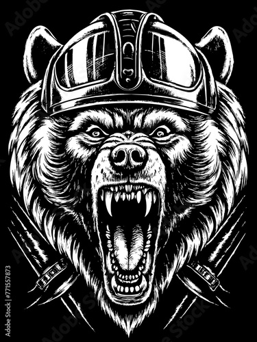 Design of a bear head motorcycle rider. photo