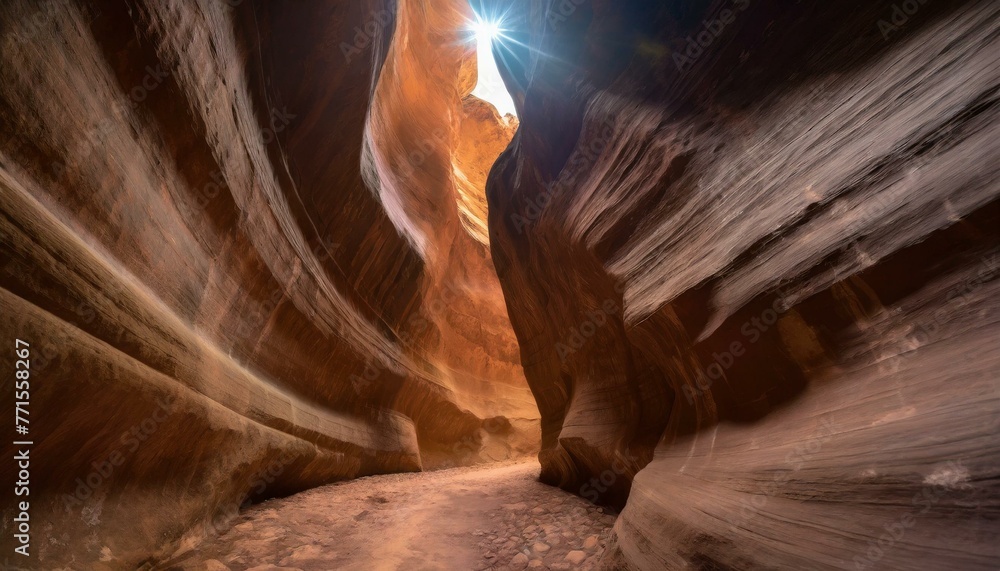 canyon in utah , large sandstone walls along path AI Generated