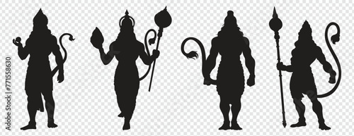 Hanuman, Silhouette, Jay Shri Ram, Lord Hanuman for, happy Hanuman Jayanti,black, vector Hanuman Silhouette. of Hindu god Hanuman playing Shell, Very Powerful Lord Hanuman Indian Festival, Ram Navami.