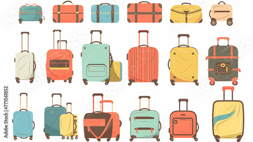 Set mala de viagens coloridas - Ilustração photo