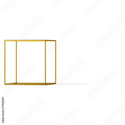 Flat lay concept golden wood frame isolated against plain background , suitable for element asset your project.