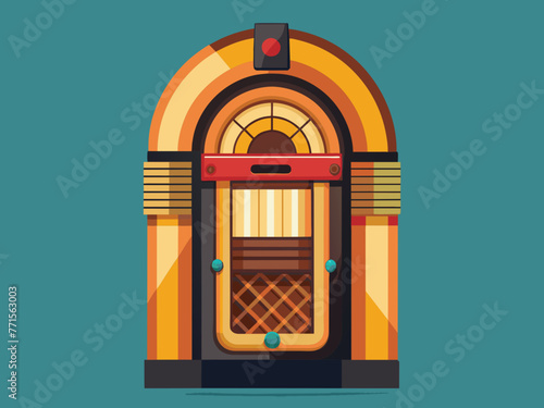 Fashioned retro jukebox in minimalist background. Vibrant color fashioned jukebox. Highly detailed vector illustration.