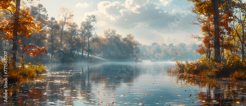 64k  8k widescreen  wallpaper  amazing lanscape scene  Misty Woods by the River