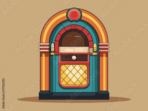 Fashioned retro jukebox in minimalist background. Vibrant color fashioned jukebox. Highly detailed vector illustration.