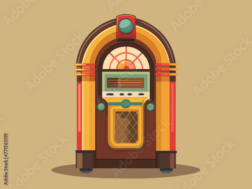 Fashioned retro jukebox in minimalist background. Vibrant color fashioned jukebox. Highly detailed vector illustration.