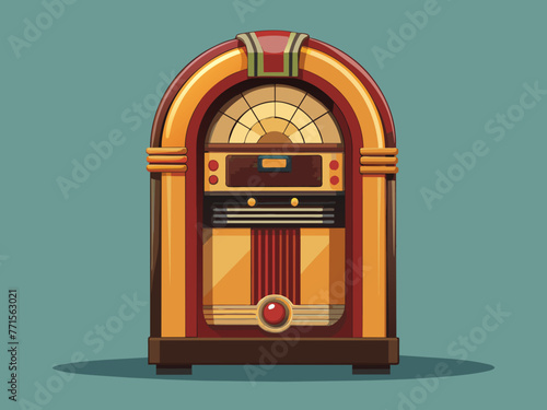 Fashioned retro jukebox in minimalist background. Vibrant color fashioned jukebox. Highly detailed vector illustration.