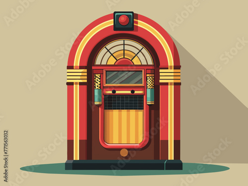 Fashioned retro jukebox in minimalist background. Vibrant color fashioned jukebox. Highly detailed vector illustration.