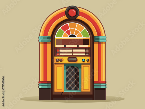 Fashioned retro jukebox in minimalist background. Vibrant color fashioned jukebox. Highly detailed vector illustration.