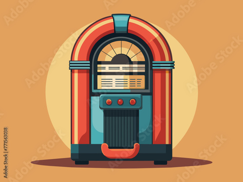 Fashioned retro jukebox in minimalist background. Vibrant color fashioned jukebox. Highly detailed vector illustration.